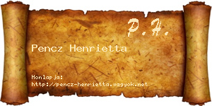 Pencz Henrietta névjegykártya